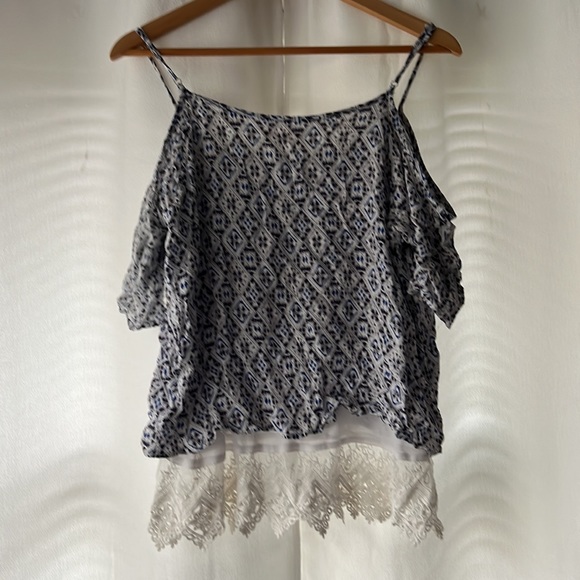 Womens M Skies are Blue off-the-shoulder short sleeve shirt - Picture 2 of 6